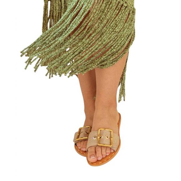 NEW DOLCE VITA women's dasa sandals in light gold raffia - Picture 6 of 6